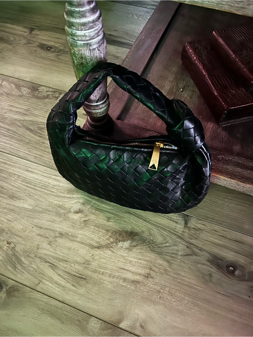 Black Genuine Leather Purse (Bottega-Inspired)